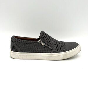 REPORT Alexa Gray Faux Leather Cut Out Zip Slip On Sneakers Shoes Size 9.5